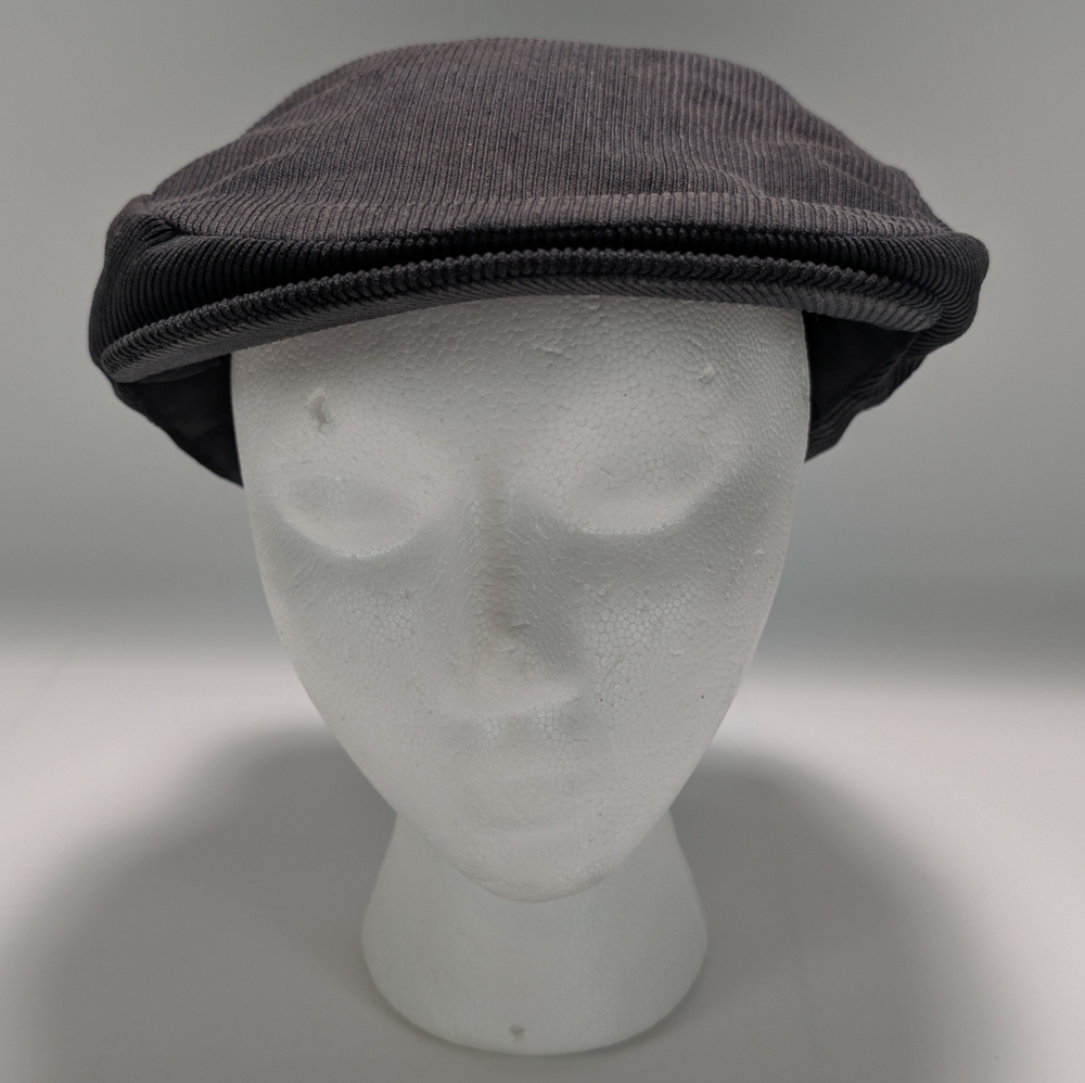 Scala Corduroy Flat Cap with Double Snap Brim & Leather Style Backpatch Brim